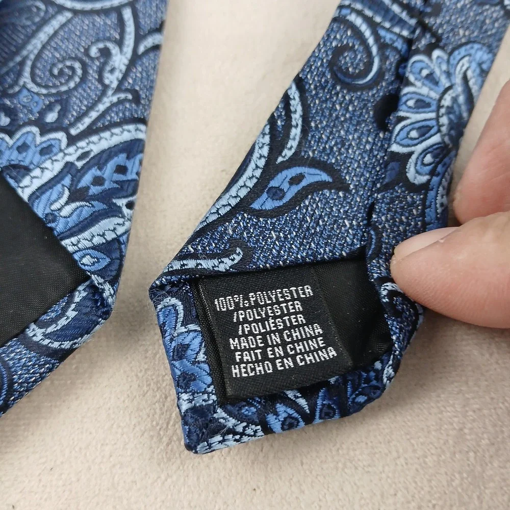 Perry Ellis Portfolio 3.25x60 Mens Tie Silk Jacquard Blue Paisley